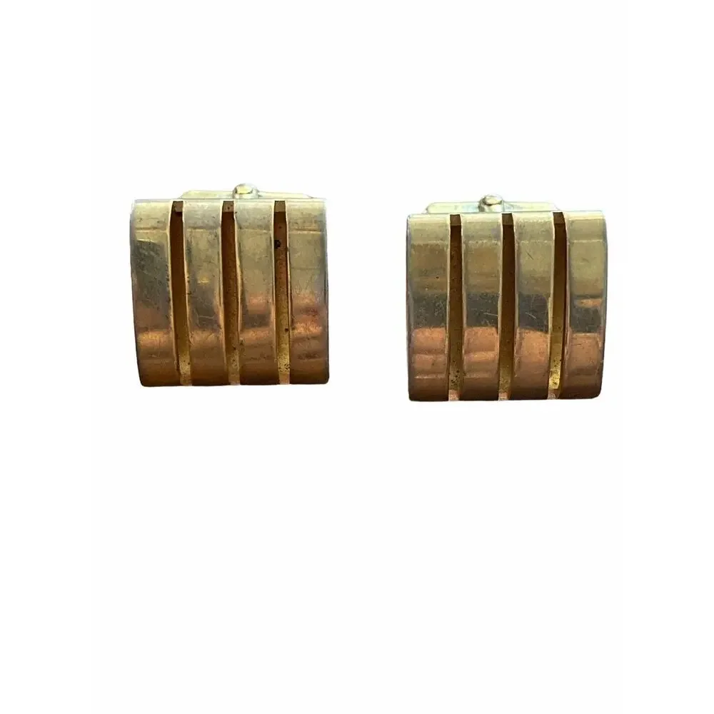 Vintage Goldtone Cufflinks Men's Jewelry Rectangular Lever Back